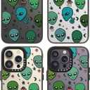Compatible for iPhone 14 Pro Max Case Cute Aesthetic - Durable Fashion Funny Phone Case - Alien Pattern Print Soft Shockproof Cover 6.7" Black