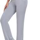 ADANIKI Womens Yoga Pants with Pockets Straight-Leg Loose Comfy Modal Drawstring Lounge Running Long Active Casual Sweatpants (XX-Large, Light Grey)