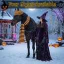 Paterr 2 Pcs Halloween Horse Scarf Hat Outfits Accessory Striped Scarf Hat for Horse Parade and Parties Costume Accessories (Red, Gold)