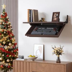 Lvifur 24" Compact Gun Shelf, Gun Rack with Automatic Induction Lock with Secure Hidden Compartment for Wall Mount Display, Storage Security Safe Box for Home, 23.6" x 12.5" x 3.3"