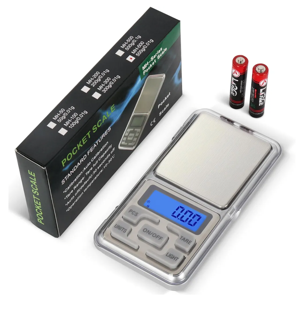 Compact Digital Pocket Scale, Stainless Steel Panel 500g 0.01 Gram Accuracy Portable Kitchen Digital Scale with LCD Display for Food Jewelry Weighing Cooking Baking Coffee Handmade