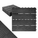 Polymer Composite Interlocking Deck Tiles Outdoor,12x12 Thick Composite Patio Floor Tiles Decking Boards for All Weather Use,Waterproof, Poolside,Balcony,Patio(4Pcs,Black,4 sqft)