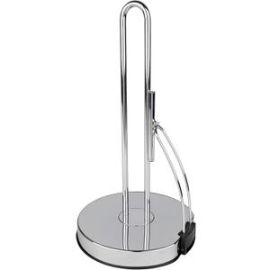 Spectrum Euro Paper Towel Holder with Tension Arm Countertop Kitchen Organizer Paper Roll Stand One Handed Tear Arm, Weighted Base Paper Towel Roll Dispenser Fits Standard Jumbo Rolls, Chrome