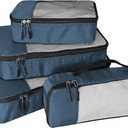 4-Piece Packing Cubes Travel Accessories Set for Suitcases - Luggage Organizer Bags with Double Zipper - Mesh Top - Small/Medium/Large/Slim - Dark Blue