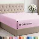 Extra Deep Full Fitted Sheet - Hotel Luxury Single Fitted Sheet Only - Easily Fits 18 inch to 24 inch Mattress - Ultra Soft, Wrinkle & Fade Free w/Extra Deep Pockets - Breathable & Comfy - Light Pink