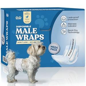 Comfortable Male Dog Diapers - 30-Pack Super Absorbent Disposable Male Dog Wraps- FlashDry Gel Technology, Wetness Indicator Doggie Diapers- Leakproof Belly Wraps for Incontinence, Excitable Urination