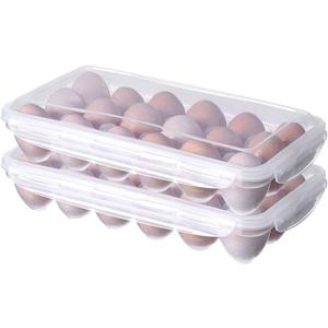 XBY-US 2 Pack Covered Egg Holders For Refrigerator, Plastic Storage Container/ Deviled Egg Tray Carrier with Lid Fits 18X2 Eggs(36 Eggs)