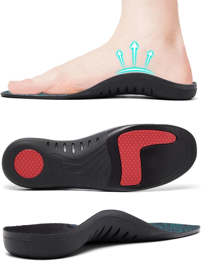 Plantar Fasciitis Insoles for Men Women, 220+ lbs Heavy Duty Support Pain Relief Orthotics, High Arch Support for Pain Relief, Flat Feet Orthotic Insert, Work Boot Shoe Insole, Fit Standing All Day