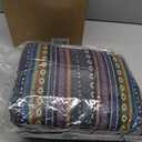 Pariitadin Baja Saddle Blanket Car Seat Covers Full Set with Seat Belt Pads, Washable Breathable Striped Woven Cloth Seat Covers for Cars Interior, Universal Fit Most Cars, Airbag Compatible, Red/Blue