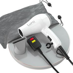 Foldable Travel Hair Dryer Mini:Dual Voltage Lightweight Blow Dryer with Pouch,1200w Compact Pink Small Hair Dryer for Acrylic Paint Pouring(White)