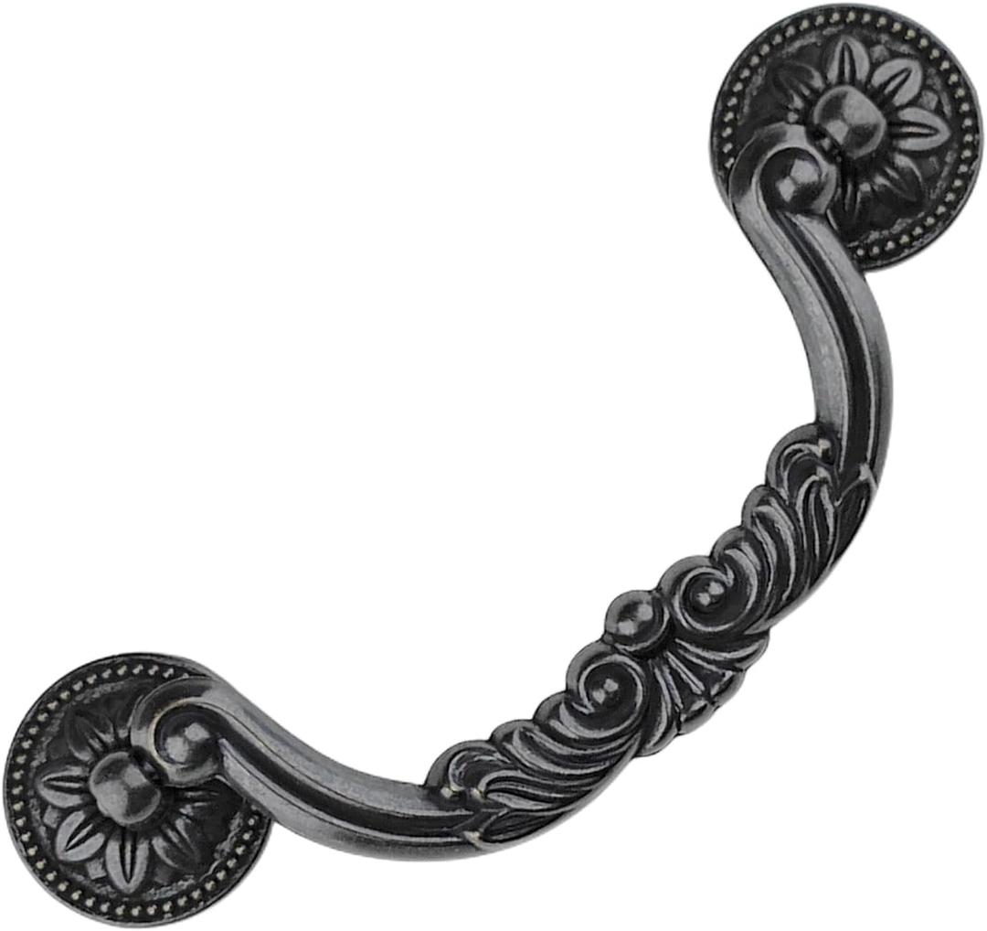 10-Pack 5 Inch Vintage Dresser Drawer Pull Handles Antique Bronze/Black. Rustic Kitchen Antique Drop Bail Pull Handles Metal Cabinet Pulls 128mm (10,Black)