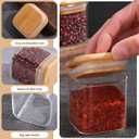 Nuenen Set of 24 Airtight Square Spice Containers 4 oz Glass Spice Jars with Bamboo Lid Small Seasoning Jars Empty Food Storage Containers for Pantry Clear Food Canisters for Kitchen Sugar Coffee
