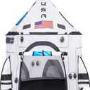 JOYIN White Rocket Ship Pop up Play Tent with Tunnel and Playhouse Kids Indoor Outdoor Spaceship Tent Set