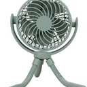 4" New 3-speed Portable Rechargeable Fan with Flexible Tripod and Digital Display, 5 Hours duration, Head pivot 360 vertically and horizontally (Green River)