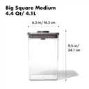 OXO Steel POP Container Big Medium Square - 4.4 Qt for Flour, Sugar and More,Grey