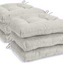 Chair Cushions for Dining Chairs Set of 6, Non Slip Indoor Kitchen Chair Cushions with Ties, Tufted Memory Foam Seat Chair Pads, 17" x 16" x 3", Cream
