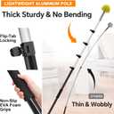 5-in-1 20Ft 4-Stage Telescoping Extension Pole Kit for Cleaning | High Reach Duster, Chenille Window Squeegee, Microfiber Feather, Cobweb Duster for Ceiling Wall Hard-to-Reach