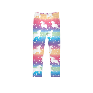 Kids High Waist Cute Unicorn Rainbow Leggings for Toddler Girls Boys Size 120