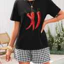 ZESICA Women's 2025 Summer 2 Piece Lounge Set Short Sleeve Graphic Print Tops and Shorts Outfits with Pockets (Black, S)