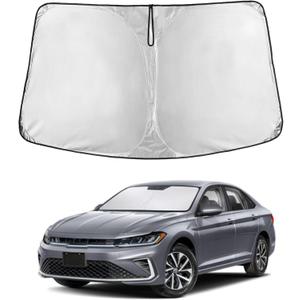 EcoNour Windshield Sunshade Compatible for Volkswagen VW Jetta 2019-2024 2025 2026, Sun Visor for Front Windshield & Window Sun Shade Cover, UV Heat Blocker & Protector, Car Accessories