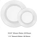 POSATE 60PCS White Disposable Plastic Plates, Heavy Duty Plates for Wedding/Party, 30PCS Dinner Plates 10.25 and 30PCS Dessert/Salad Plates 7.5, White Plates for Party Event