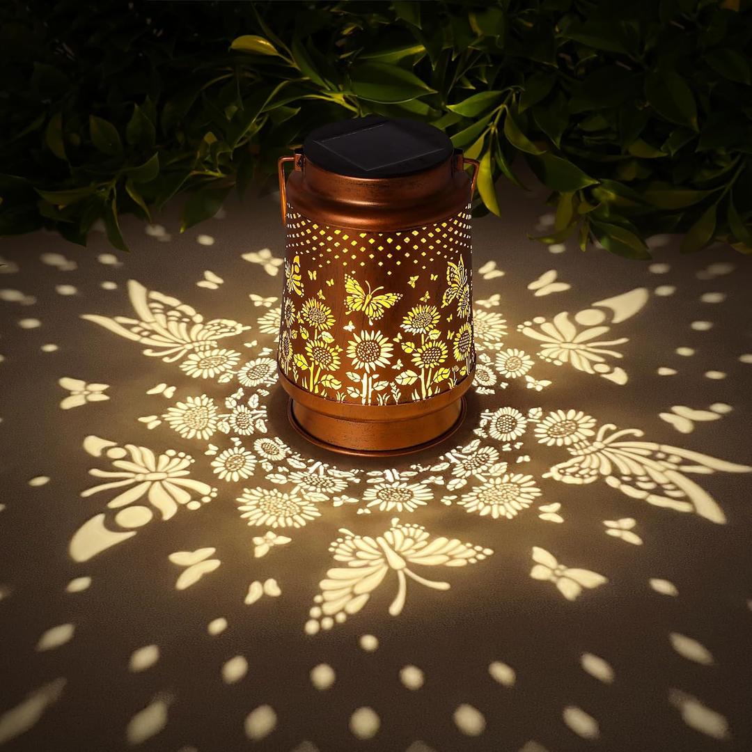Solar Lanterns Outdoor Waterproof Garden Decor, Metal LED Garden Light Birthday Gifts for Women mom Christmas Gifts for Yard, Patio, Lawn, Tabletop, Pathway, Landscape,Walkway, Terrace(Butterfly)