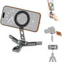 Magnetic Phone Tripod Mount Adapter for MagSafe, Aluminum Foldable Phone Holder with Arca-Swiss & 1/4" Screw Hole, Cold Shoe Mount for Camera, Pocket Mini Selfie Stick Tripod Mount for iPhone/Android