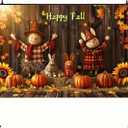 Happy Fall Banner 71x43 Inchs Fall Scarecrow Sunflower Outdoor Indoor Backdrop Banner Autumn Thanksgiving Party Decor Autumn Maple Leaves Pumpkins Backdrop Decorations