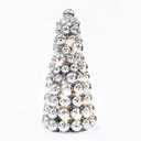Amooca 16in Christmas Ball Tree with LED Lights Table Centerpiece Fireplace Decor Indoor Holiday Party Home Decoration Silver