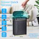 steo spce Automatic Motion Sensor Bathroom Small Trash Can with Lid, 2.6 Gallon Black Touchless Slim Garbage Can, Smart Waterproof Trash Bin for Bedroom, Restroom, Living Room, Office