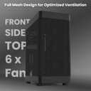 Zalman i4 Airflow Full Mesh Mid Tower ATX Desktop PC Case, 6 x 120mm Quiet Fans Pre-Installed, Vertical GPU Mount & 360mm Radiator Support, Black