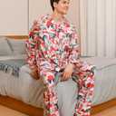 RAISEVERN Couples Christmas Matching Pajamas 2 Piece Women Men Xmas Pjs Soft Pajama Set Long Sleeve Loungewear Warm Sleepwear (Large, Christmas 03 Cat)