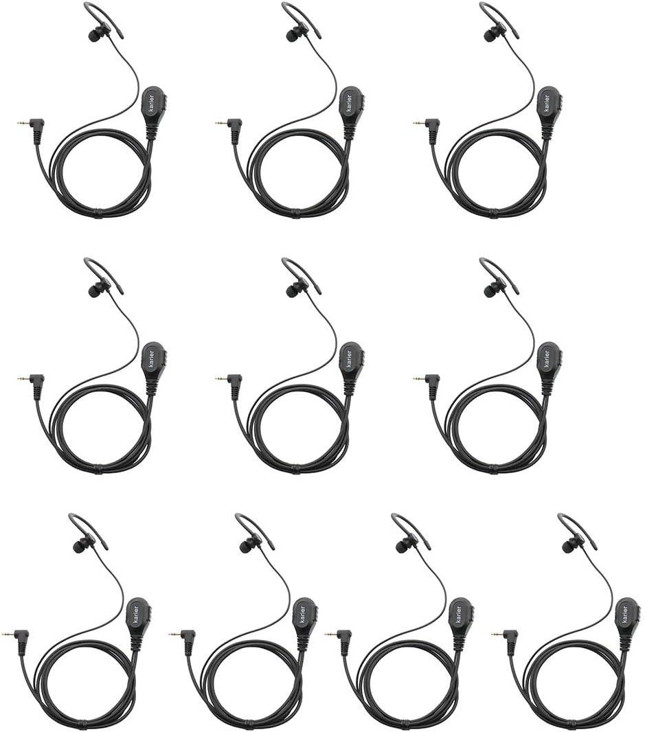 1 Pin Walkie Talkie Headset Earpiece with PTT Mic and Soft Silica Earloops for Motorola MD200TPR MH230R MR350R MS350R MT350R MG160A MH230TPR Radios (10 Pack)