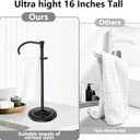 Black Bath Hand Towel Holder Stand,Stainless Steel 16 Inch Free Standing Towel Rack,Heavy Weight Towel Bar for Bathroom Vanity Countertop &Kitchen