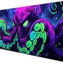 Octopus Desk Mat Gaming Mouse Pad Neon Cthulhu Monster Cool XL Mouse Pad Large Mousepad Extended Laptop Keyboard Mat Gaming Desk Pad Mouse Mat Office Computer Keyboard Laptop Home 31.5"x11.8"