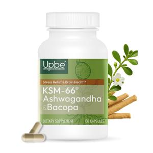 Ashwagandha Supplements for Women & Men - KSM-66® with Bacopa & Milk Thistle, 60 Vegan Capsules - Stress Relief, Mood, Cortisol Support, Extra Strength Ashwagandha Capsules, BBD 07/2027