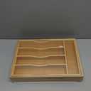 Expandable Bamboo Kitchen Drawer Organizer for Cutlery and Utensils, Adjustable Bamboo Wood Cutlery Tray in Drawer for Flatware and Silverware in Kitchen, (Natural) (7 Slots Expandable)