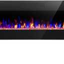 R.W.FLAME 60" Recessed and Wall Mounted Electric Fireplace, Low Noise, Fit for 2 x 6 Stud, Remote Control with Timer, Touch Screen, Adjustable Flame Color and Speed, 750-1500W
