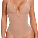 JOYSHAPER Backless Shapewear Tummy Control Body Shaper U Plunge Bodysuits Thong Shapewear Low Back Sexy Bodysuits, Medium 