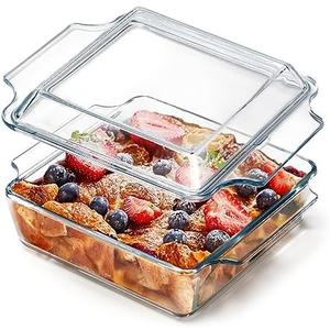 NUTRIUPS 8x8 Baking Dish Square Casserole Baking Dishes with Glass Cover Glass Casserole Dish with Lid Baking Dish Glass Baking Pan for Baking