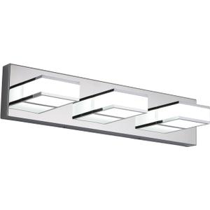 LED Modern Bathroom Vanity Lights Fixtures 3 Light Stainless Steel LED Vanity Lighting above Sink Acrylic 21W Bathroom Lamp Contemporary Chrome Wall Sconces Light Over Mirror (Cool White 6000K) (3T-20 Inch)