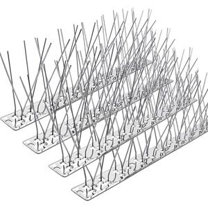 PANGCH Bird Spikes,Stainless Steel Bird Spikes Metal Bird Spikes Fence Spikes Easy to Install - 5 Strips 4.1 Feet Coverage