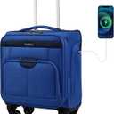 16 Inch Underseat Carry on Luggage With Wheels Weekender Overnight Business Travel Bag Suit cases Mini Suitcases with Wheels Under Seat Bag for Airlines, Blue