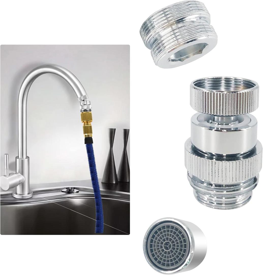 3/4 Inch GHT thread Garden Hose Adapter with Aerator, 360 Degree Swivel Faucet to Garden Hose Adapter,Sink Garden Hose Attachment Connection for Bathroom Kitchen