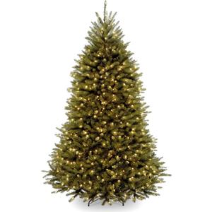 National Tree Company 6 ft Pre-Lit Dunhill Fir Artificial Christmas Tree, 600 Warm White LED Lights, 1,430 Tips, Includes Stand, Green