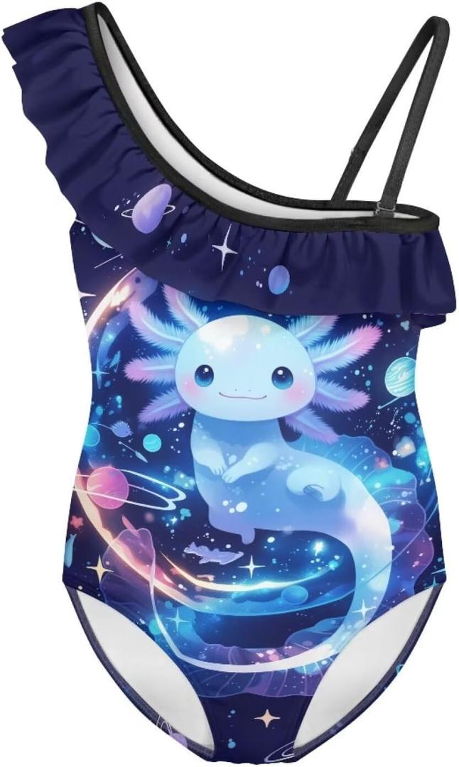 Yzaoxia Girls Swimsuits One Piece Bathing Suit Sleeveless Gymnastics Swimwear for Kids  9-10 Years