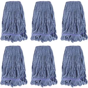 Commercial Heavy Duty Mop Heads Replacement: 6 Packs Industrial Wet Mop Head for Floor Cleaning - Commercial Products Looped End String Head Refills