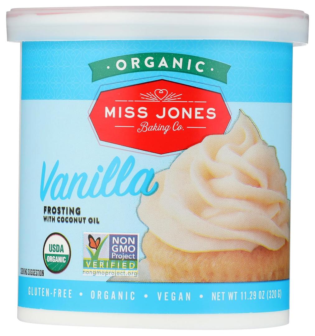 Miss Jones Baking Organic Buttercream Frosting, Perfect for Icing and Decorating, Vegan-Friendly: Vanilla (Pack of 1)
