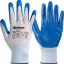 ANDANDA Safety Work Gloves, Seamless Knit Work Glove with Nitrile Rubber Coated on Palm & Fingers for Men & Women, Garden (Large)