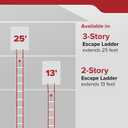 Kidde Fire Escape Ladder, 2-Story Rope Ladder, Extends to 13-Feet, Anti-Slip Rungs